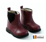 BOTINE IVIA BORDO din piele naturală, îmblănite