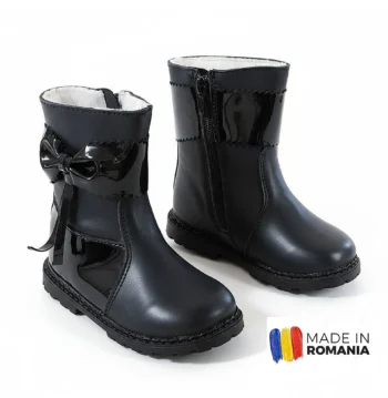 CIZMULIȚE IVIA NEGRU din piele naturală, îmblănite