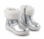 BOTINE MELANIA ARGINTIU din piele naturală, îmblănite