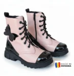 GHETE 616 ROZ - FLUTURE din piele naturală, îmblănite