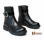 BOTINE 1360 CATARAMĂ NEGRU din piele naturală, îmblănite
