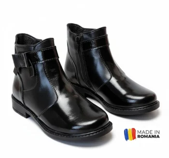 BOTINE 1392 LAC NEGRU din piele naturală, ușor îmblănite
