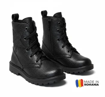 GHETE 616 NEGRU STEA NEAGRA din piele naturală, îmblănite