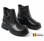 BOTINE 1392 LANȚ NEGRU din piele naturală, îmblănite