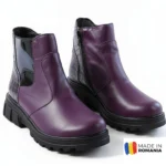 BOTINE 1392 MOV din piele naturală, îmblănite