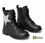 GHETE 616 STEA SILVER NEGRU din piele naturală, îmblănite