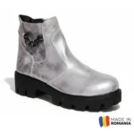 BOTINE 1360 LANȚ ARGINTIU din piele naturală, îmblănite