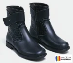 BOTINE 1360 CROCO SILVER BLEUMARIN din piele naturală, îmblănite