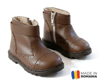 BOTINE BCC2 MARO din piele naturală, îmblănite pt. PICIOR PUFOS