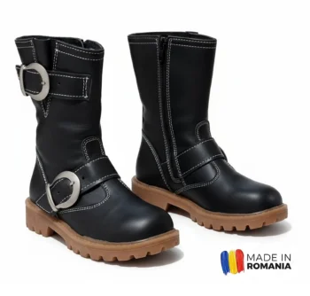 CIZEME 742 NEGRU - MARO din piele naturală, îmblănite