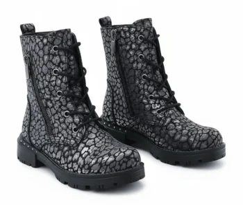 GHETE LEOPARD GRI din piele naturală