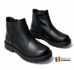 GHETE 1392 NEGRU din piele naturală, îmblănite