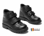 GHETE 732 BOX NEGRU din piele naturală, îmblănite