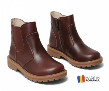 GHETE 1392 MARO din piele naturală, îmblănite