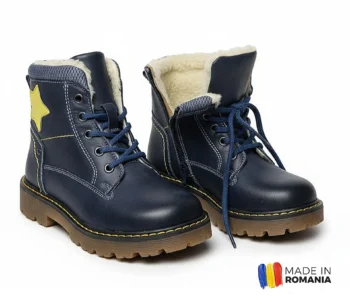 GHETE HOKIDE STEA BLEUMARIN din piele naturală, îmblănite