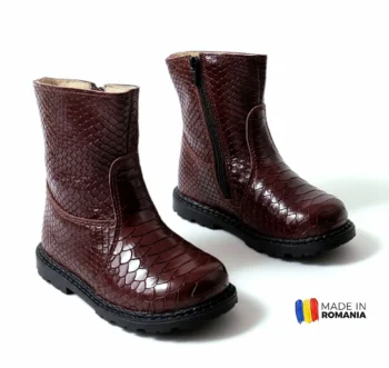 CIZMULIȚE F1510 CROCO VIȘINIU din piele naturală, îmblănite