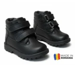 GHETE 733 NEGRU din piele naturală, îmblănite