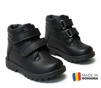 GHETE 733 NEGRU din piele naturală, îmblănite