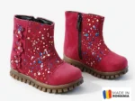 BOTINE 1393 ȘPALT ROȘU din piele naturală întoarsă, căptușite termo