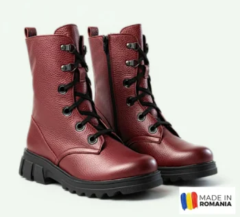 GHETE 616 BORDO din piele naturală, îmblănite