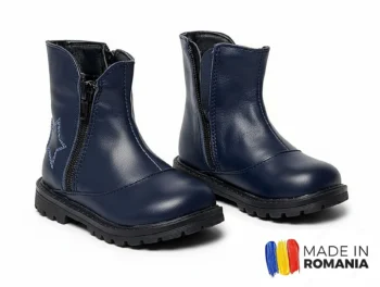 CIZMULIȚE 518 BLEUMARIN din piele naturală, îmblănite pt. picior subțire