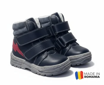 GHETE HOKIDE BLEUMARIN din piele naturală, îmblănite pt. picior subțire