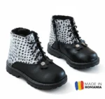 GHETE 2020 NEGRU - ARGINTIU din piele naturală, îmblănite