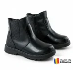 BOTINE 1397 NEGRU din piele naturală, îmblănite