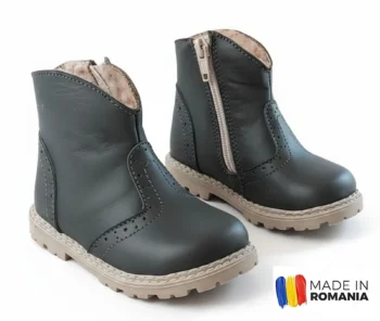 GHETE BBN DARK GREEN din piele naturală, îmblănite pt. PICIOR PUFOS