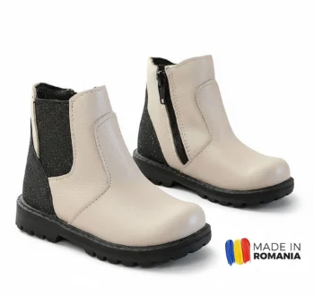 BOTINE 1397 IVOIRE din piele naturală, îmblănite