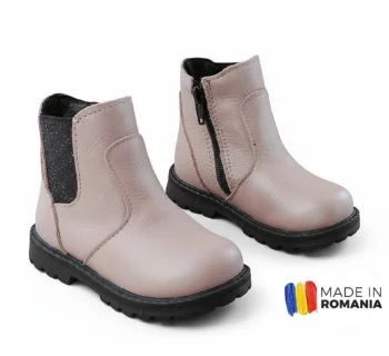 BOTINE 1397 ROZ din piele naturală, îmblănite