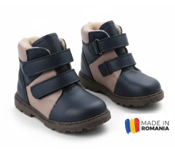 GHETE GCM BLEUMARIN din piele naturală, îmblănite pt. PICIOR PUFOS
