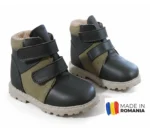 GHETE GCM DARK GREEN din piele naturală, îmblănite pt. PICIOR PUFOS