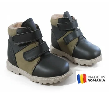 GHETE GCM DARK GREEN din piele naturală, îmblănite pt. PICIOR PUFOS