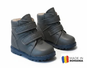 GHETE GCM DARK GREY din piele naturală, îmblănite pt. PICIOR PUFOS