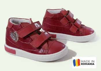 GHETE HUSI cu scai , rosu , din PIELE NATURALA
