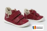 PANTOFI HOKIDE floare rosu-auriu, din PIELE NATURALA
