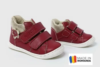 PANTOFI HOKIDE floare rosu-auriu, din PIELE NATURALA