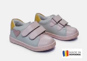 PANTOFI HOKIDE 409 argintiu-roz , din PIELE NATURALA
