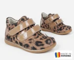 PANTOFI CASUAL leopard camel , din PIELE NATURALA
