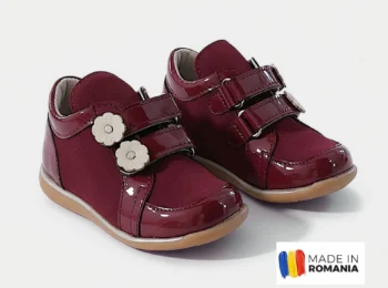 PANTOFI CASUAL cu scai , visiniu , din PIELE NATURALA