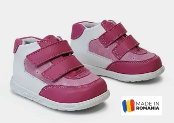 PANTOFI IVIA L5AD roz-alb , din PIELE NATURALA