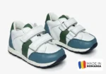 PANTOFI SPORT HUSI , verde-alb , din PIELE NATURALA