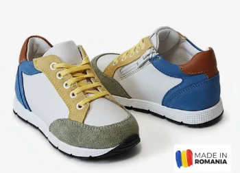 PANTOFI SPORT HUSI , siret , multicolor , din PIELE NATURALA