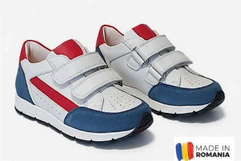 PANTOFI SPORT HUSI , bleumarin-rosu , din PIELE NATURALA