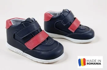 PANTOFI IVIA AD0209 , bleumarin rosu , din PIELE NATURALA
