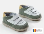 PANTOFI IVIA 0210 , verde-alb , din PIELE NATURALA