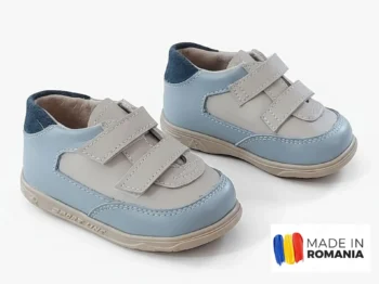 PANTOFI IVIA 0210 , blue-gri , din PIELE NATURALA