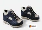 GHETE IVIA 219 , bleumarin-bej , din PIELE NATURALA