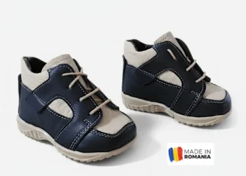 GHETE IVIA 219 , bleumarin-bej , din PIELE NATURALA